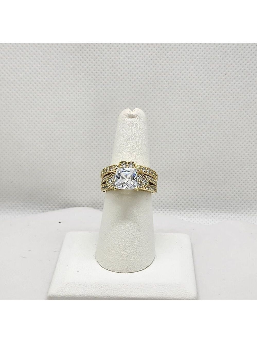 Brand New Sterling Silver 925 Square 3 Heart 2pc Set Ring
